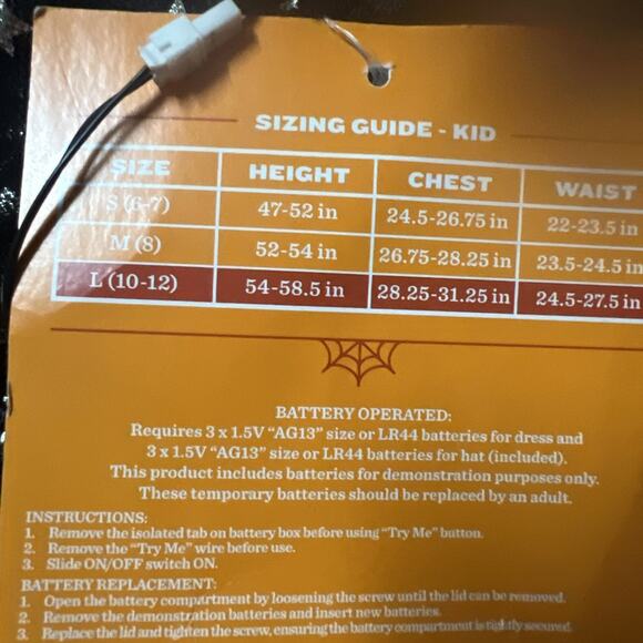 Kid's Light Up Starlight Witch Halloween Costume Dress Girl's 10-12 Large No Hat - Picture 4 of 4